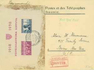 P0659 - LITHUANIA - POSTAL HISTORY - Block 1A/1B on REGISTERED cover to NY 1939-
