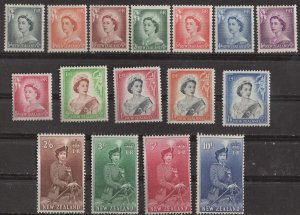 New Zealand # 288-301  QE II Definitives - complete 1953-57 (16) NH/VLH