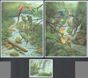 B0127 Guyana Fauna Birds & Parakeets Of Central America 2Sh+1Bl Mnh