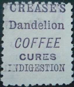 New Zealand 1893 One Penny with Crease's Coffee in Mauve advert SG 218j used