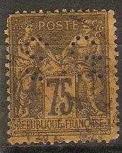 France 102 Mi 82 Used SG Perfin Rnd Cnr F/VF SCV $32.50