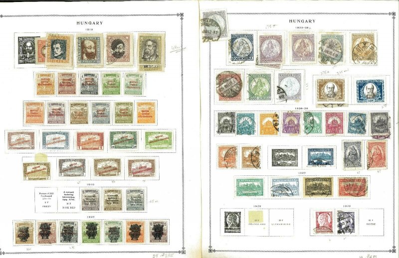 Hungary 1874-1986 M, U & CTO Hinged ona Messy Mix of Remaindered Pages.