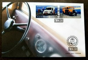 Finland Europa CEPT Postal Vehicles 2013 Transport Car Postbox Mailbox Bus (FDC)