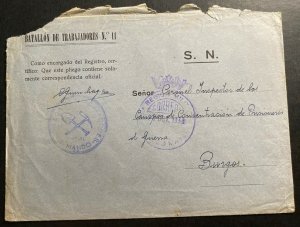 1938 Workers Battalion 11 Spain Cover to Concentration KZ Camp Inspector Burgos