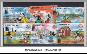 LESOTHO - 1988 FINLANDIA '88 / DISNEY / MICKEY MOUSE GOOFY ANIMATION 6V MNH