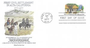 1977 FDC, #1725, 13c 1st Civil Settlement Alta CA, Fleetwood w/insert