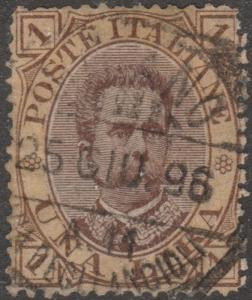 Italy Scott# 56, una lira, socked on the nose PM, #M878