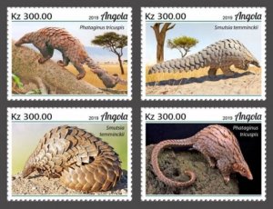 Angola - 2019 Pangolins on Stamps - 4 Stamp Set - ANG190214a