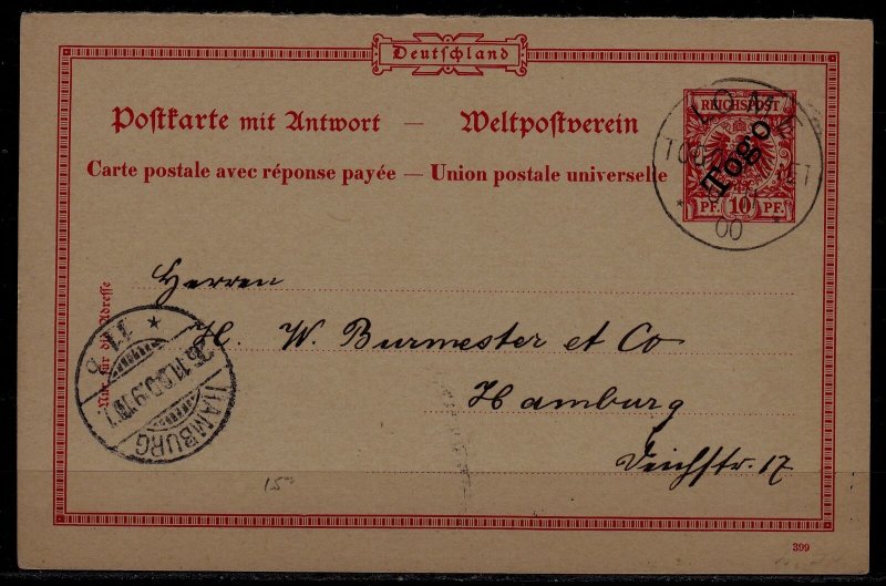 Togo (Germany col.) used card Lome 1900