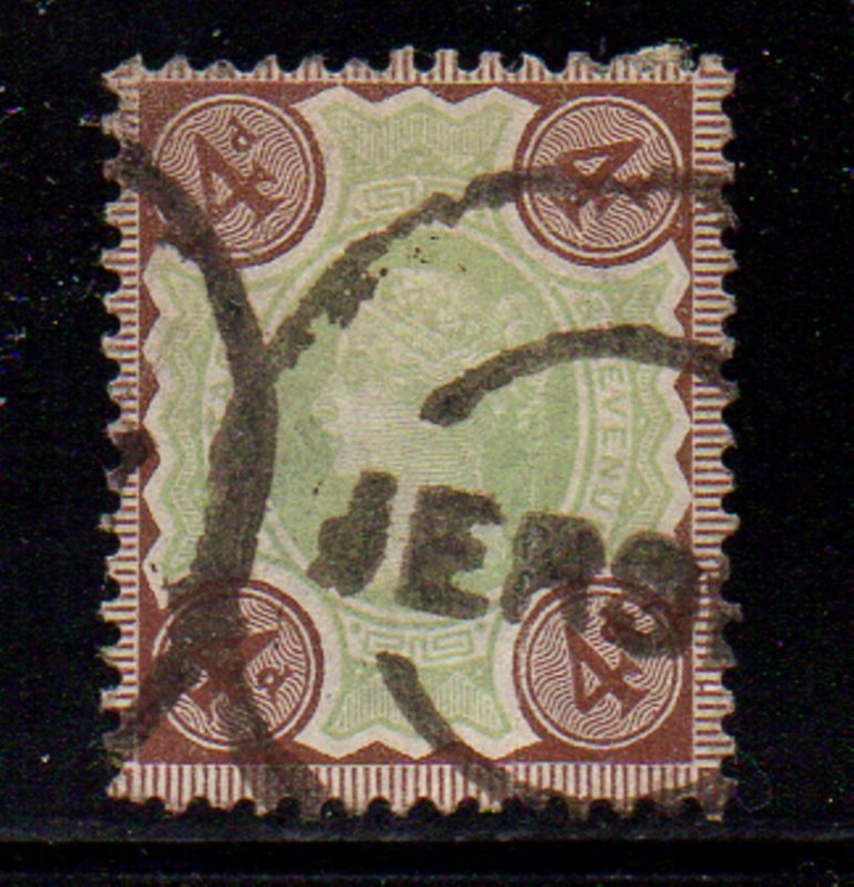 Great Britain Sc 116 1887 4d brown & green Victoria stamp used