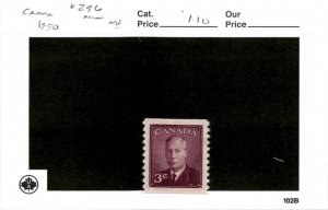 Canada, Postage Stamp, #296 Mint NH, 1950 King George (AC)