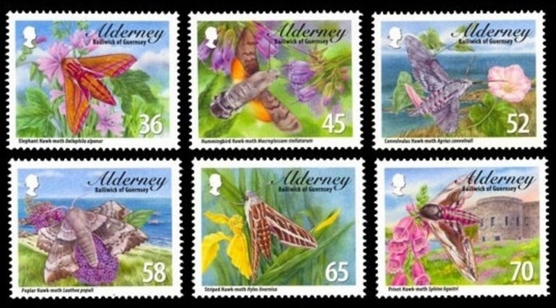 Alderney 2011 MNH Stamps Scott 397-402 Insects Butterflies Hawkmoths