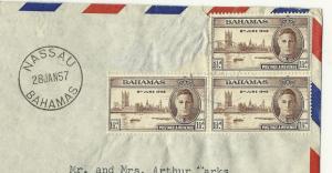 1957 Bahamas To USA Cover - 3 Stamps - Peace Issue