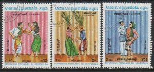 1983 Cambodia - Sc 400-2 - used VF - 3 single - Folk Dances