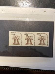 Scott # 1618b  imperf  Strip of 3  MNH XF