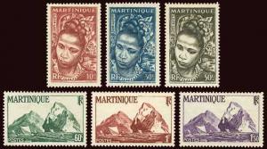 MARTINIQUE Scott #217 to #222 1947 unused OG H