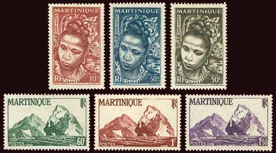 MARTINIQUE Scott #217 to #222 1947 unused OG H