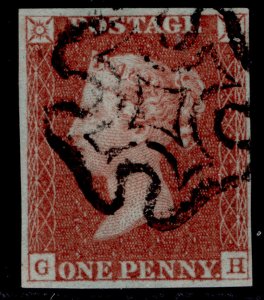 GB QV SG8, 1d red-brown BLACK MX PLATE 28, USED. Cat £65. GH