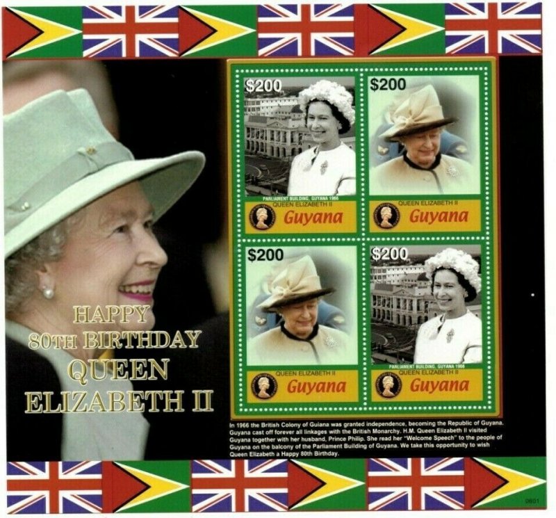 Guyana - 2006 - Queen Elizabeth II 80th Birthday - Sheet Of 4 - MNH