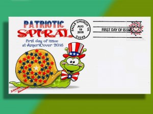 A Snail Shows Off His PATRIOTIC SPIRAL Tattoo on This Limited Edition FDC.
