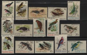 NORFOLK ISLANDS, 126-140 MNH BIRDS SET