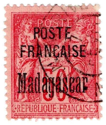 (I.B) Madagascar Postal : Overprint 50c