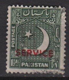 Pakistan 1949  Scott o28 used - 1.1/2a, Star & Crescent Ovpt