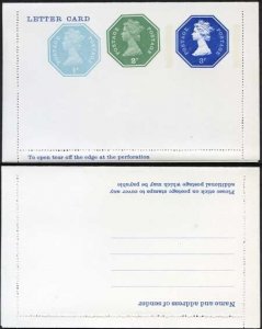 LCSP21 QEII 3p Blue + 2p Green + 1/2p Turqoise Letter Card Mint