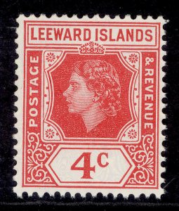 LEEWARD ISLANDS QEII SG130, 4c rose-red, NH MINT.