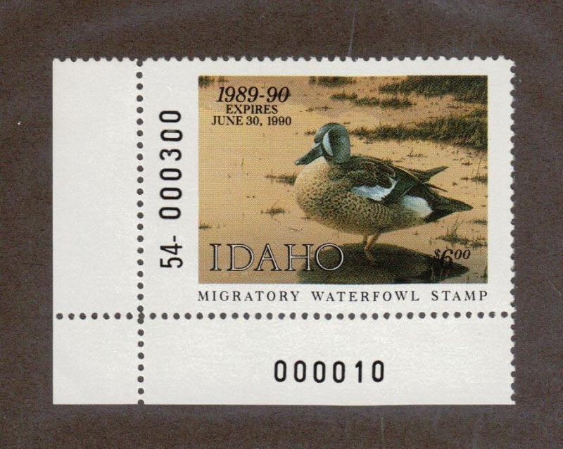 ID3 - Idaho State Duck Stamp. MNH OG. Plate Numbered Single.#02 ID3BL