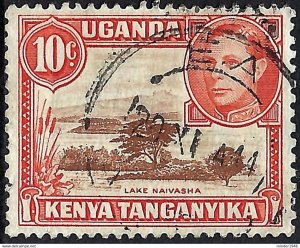 KENYA UGANDA & TANGANYIKA 1938 KGVI 10c Reddish-Brown & Orange SG134 FU