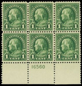 552, Mint XF NH Plate Block of Six Stamps - Stuart Katz