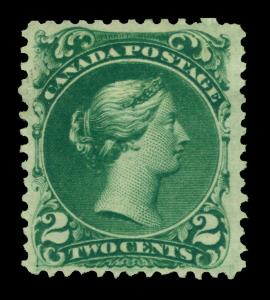 CANADA 1868 Queen Victoria  2c deep green  Scott # 24 mint MH F/VF