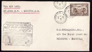 Canada-cover #13210 - 5c Airmail [ AAMC 2939e] on first flight St. John-Moncton