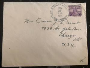 1934 US Navy Marines Post Office Pekin China Cover to Chicago IL Usa