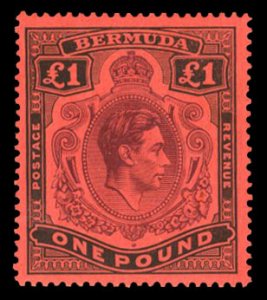 Bermuda #128var (SG 121) Cat£275, 1938-53 George VI, £1 purple and black, n...