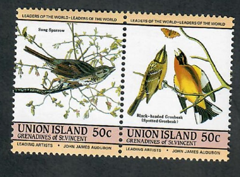 St. Vincent Grenadines - Union Island #187 Birds MNH attached pair