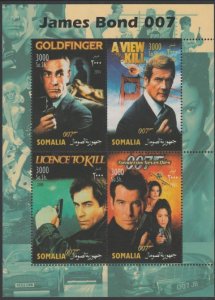 SOMALIA - 2004 - James Bond - Perf 4v Sheet - MNH - Private Issue