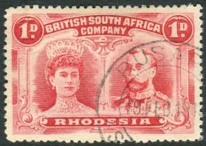 RHODESIA-1910-13 1d Bright Carmine Perf 13½.  A very fine used example Sg 183