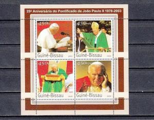 Guinea Bissau, Mi cat. 2053-2056 A. Pope John Paul II sheet of 4.