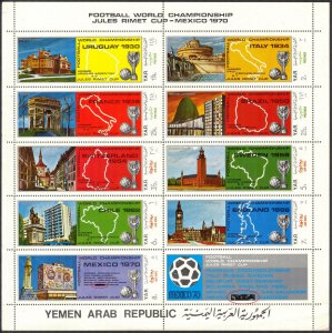 {Y061} Yemen 1970 Football Soccer Mexico sheet MNH 12,00 Type II Folded edges !