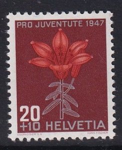 Switzerland  #B168  MNH 1947 Pro Juventute  20c flowers