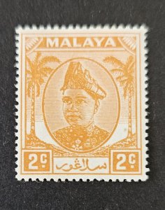 Malaysia - Selangor 1949 SG91 mm 2c  Sultan and palm trees issue
