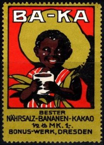 Vintage Germany Poster Stamp BA-KA Best Nutritional Salt-Banana-Cocoa