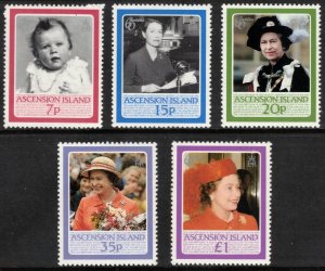 ASCENSION 1986 Elizabeth II 60th Birthday; Scott 389-93, SG 397-401; MNH