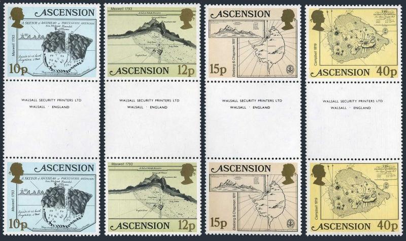 Ascension 290-293 gutter,MNH.Michel 291-294. Maps 1981.Ships.