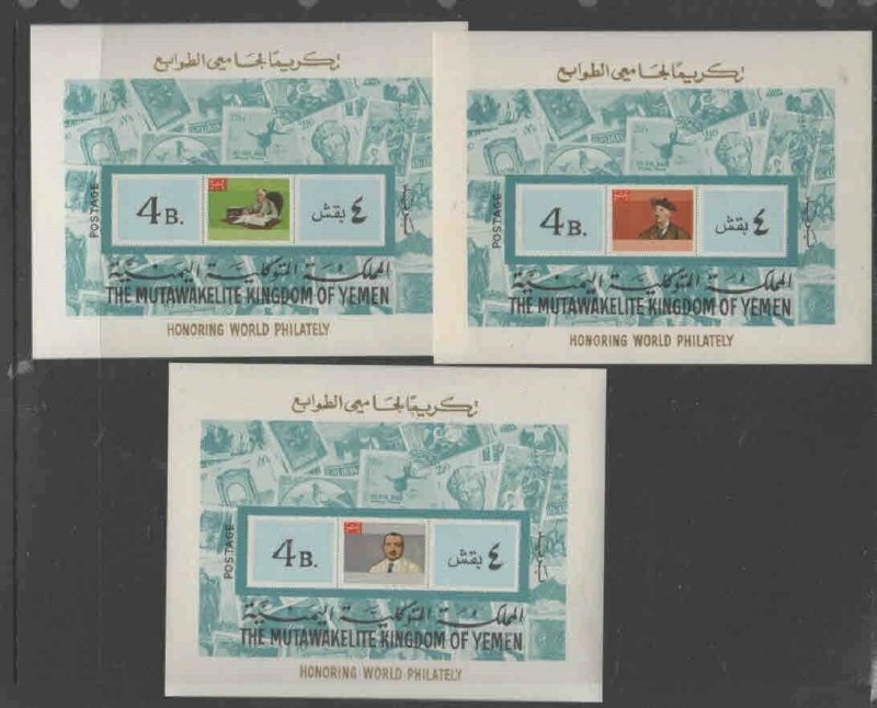 YEMEN 1965 HONORING PHILATELY MINT VF NH O.G S/S (44YE) 