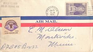 United States California Pasadena 1929 machine  5c Ericsson Airmail  Label No...