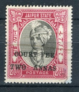 INDIA JAIPUR; 1930s-40s early Surcharged Revenue issue fine USED value