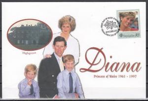 Seychelles, Scott cat. 802a. Diana, Princess of Wales. First day cover. ^